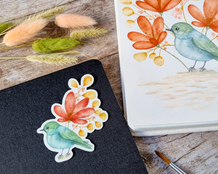 Sticker oiseau bleu vert – Image 3