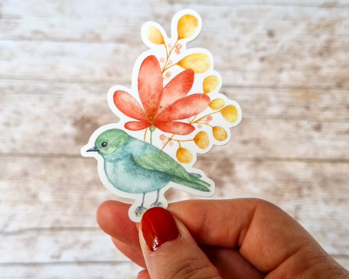 Sticker oiseau bleu vert