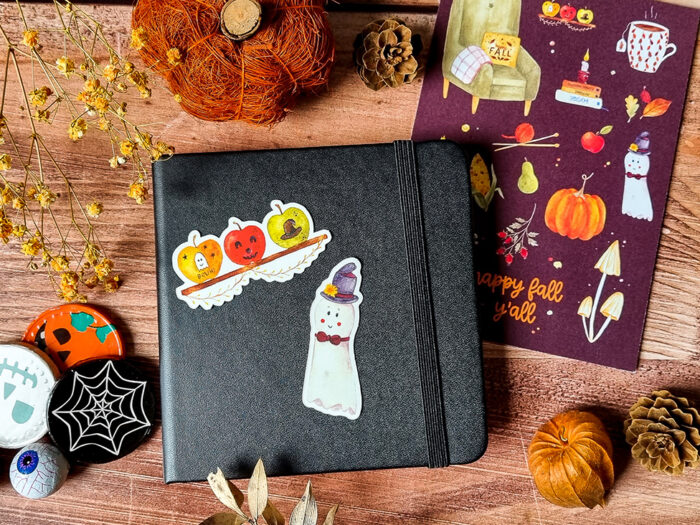 Stickers d'Halloween : M. Fantôme et trio de pommes – Image 3