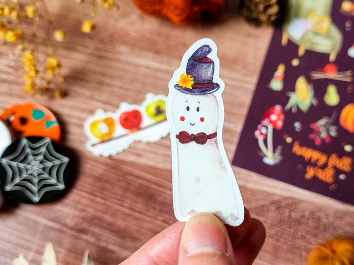Stickers d'Halloween : M. Fantôme et trio de pommes