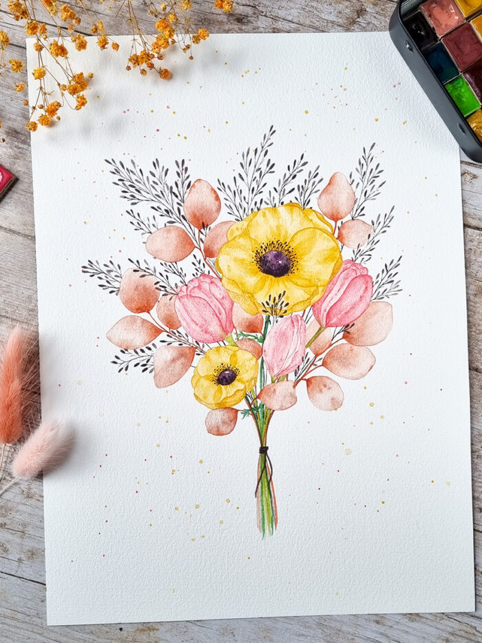 Bouquet aux anémones jaunes