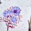 Bouquet aux pavots bleus mauves – Image 2