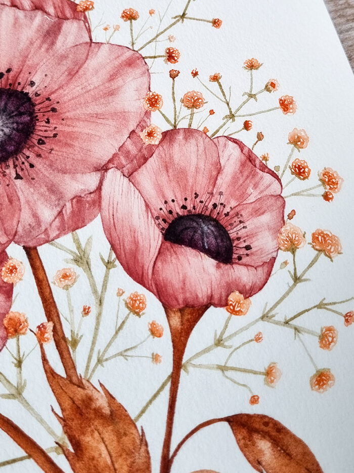 Bouquet aux pavots roses – Image 2