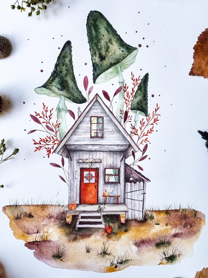 Illustration Maison aux champignons