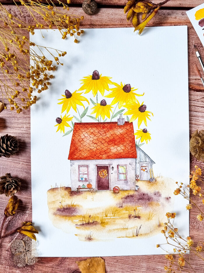 Illustration Maison aux rudbeckies