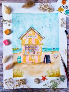 Petite cabane en bord de mer 💛🌊

On y trouve des jus frais, des glaces maisons et des douceurs pour les plus gourmands. 🧁🍹
Tout ce qu'il faut pour passer une belle journée à la plage où le vent vient apporter la fraîcheur que l'on cherche tant. 🥰

J'y ai mis quelques paillettes @sparks.aquarelle de sa dernière collection Zeste d'été, des couleurs pétillantes qui m'ont inspiré cette illustration à l'aquarelle. ✨️🥰

J'espère que tu y trouveras le rafraîchissement qui te fera du bien. 🫶🏻🥰

🌊 papier grain satiné extra blanc Saunders Waterford @st.cuthberts.mill 
🌊 aquarelles @danielsmithartistsmaterials @atelier.couleurs.grenadine @jardindaquarelles et @winsorandnewton 
✨️ paillettes @sparks.aquarelle 

#illustratricefrançaise #illustrationcosy