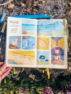 Inspirations bretonnes 🩵🐚

Une balade en bord de mer, avec une plage au sable blanc pailleté, l'océan à perte de vue, ramasser de jolis coquillages, un canard breton (un goéland qui nage 🤭), un peu d'évasion... 🌊✨️

J'avais juste envie de reproduire les sentiments de ces petites heures en bord de mer, l'air iodé et les pieds dans l'eau, en utilisant les textures du feutre et des crayons de couleur. 🥰
Un total lâcher-prise sur cette double page dont j'avais besoin. 🤗

J'espère qu'elle te fera voyager avec moi. 🩵✨️

✨️ Illustration en mixed media sur un carnet art creation @royaltalensfrance. Fond aux feutres Tombow, détails aux crayons de couleurs Inktense et Drawing @derwentart_france, Pablo @carandache et Polychromos @fabercastellfrance.

#illustratricefrançaise #mixedmediaartist