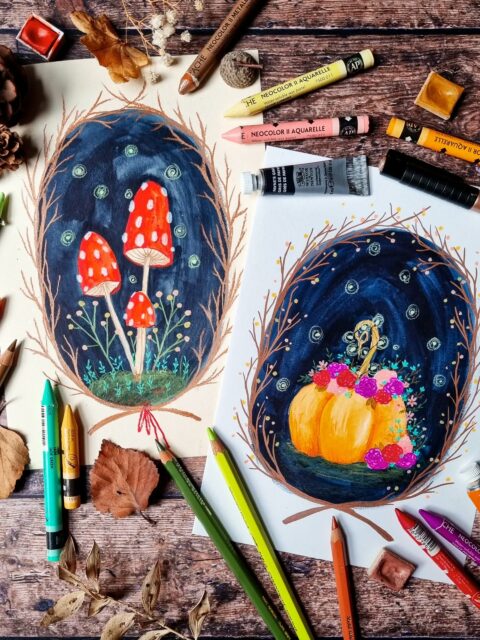 Atelier Médaillon magique 🧡✨️

Des fois, il suffit de petits traits pour créer un peu de magie ! ✨️ 

C'est ce que j'aimerais te communiquer à travers cet atelier découverte mixed media au salon @creativa_nantes 2026 ! 🥰 
Te montrer qu'il n'y a pas besoin de savoir dessiner pour créer, qu'il te suffit de jouer avec les couleurs et les matières pour provoquer la magie. 🫶🏻✨️

On se retrouve le vendredi 30 octobre et le dimanche 1er novembre, de 14h30 à 16h au Parc des Expositions de la Beaujoire ! 😏🥰 (lien de réservation en bio)

✨️ Le petit plus, tu pourras choisir de dessiner une citrouille 🎃 ou des champignons 🍄, selon ce que tu préfères ! ✨️

D'ailleurs, qui est team champi 🍄 et qui est team citrouille 🎃 ? 🥰

Illustrations en mixed media, papiers @cansonpaper Graduate multitechnique naturel et blanc ; fonds à l'aquarelle, détails aux pastels Neocolor II et crayons Pablo @carandache, crayons Chromaflow @derwentart_france et Polychromos @fabercastellfrance.

#illustratricefrançaise #illustrationmixedmedia #mixedmediaartist