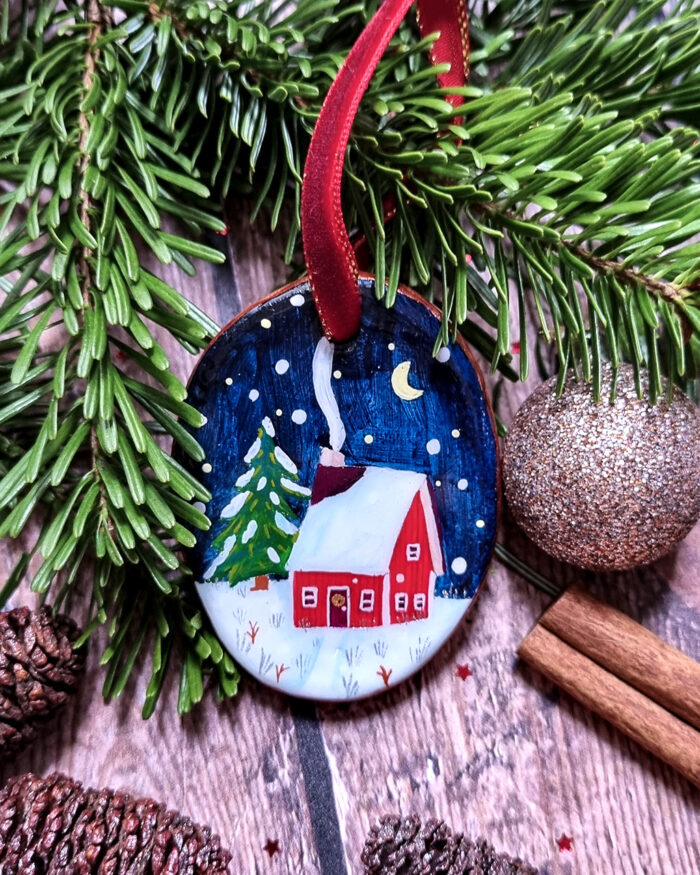 Médaillon chalet rouge