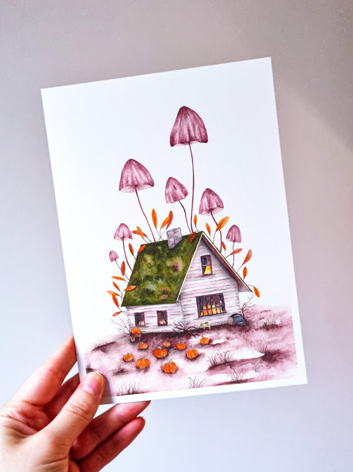 Maison aux champignons roses