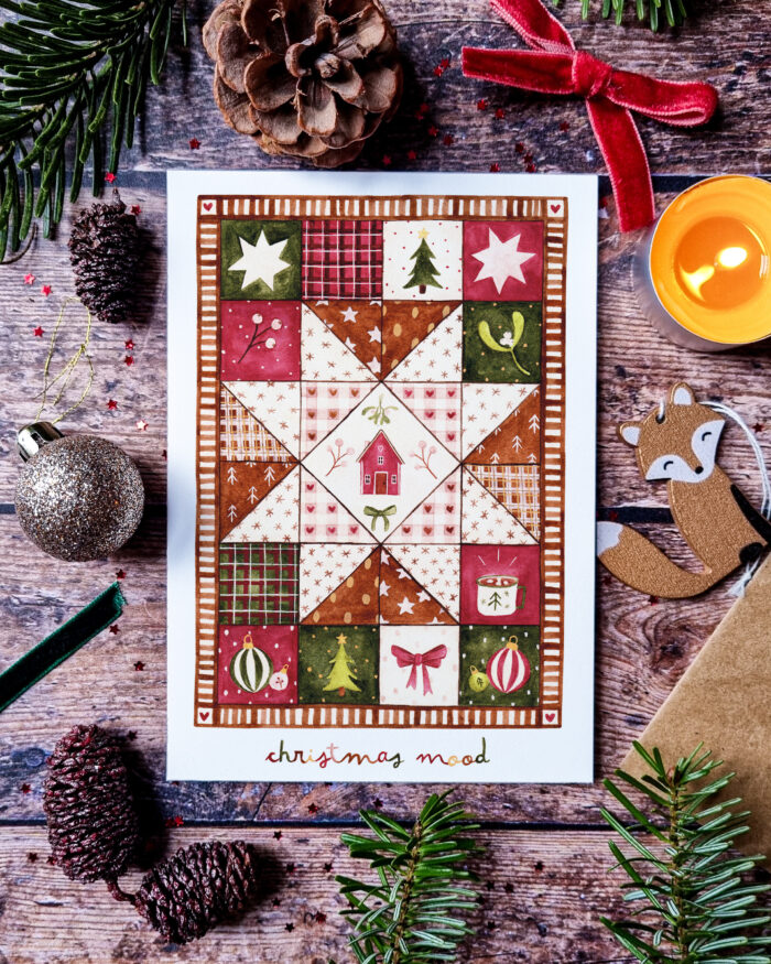 Carte patchwork de Noël