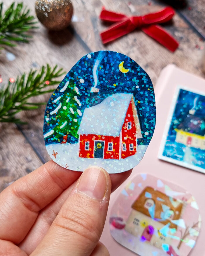 Sticker chalet rouge