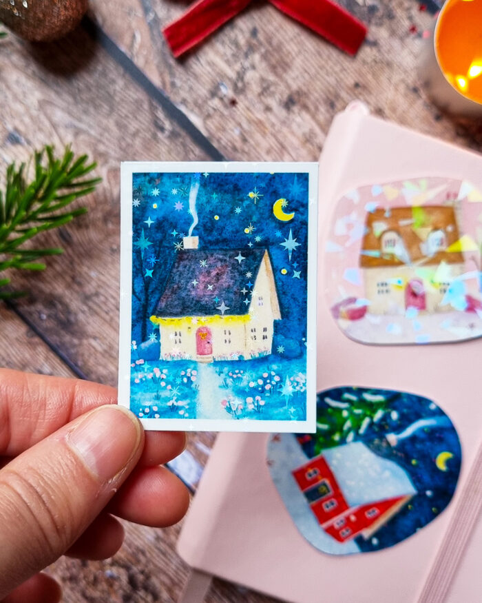 Sticker maison bleue